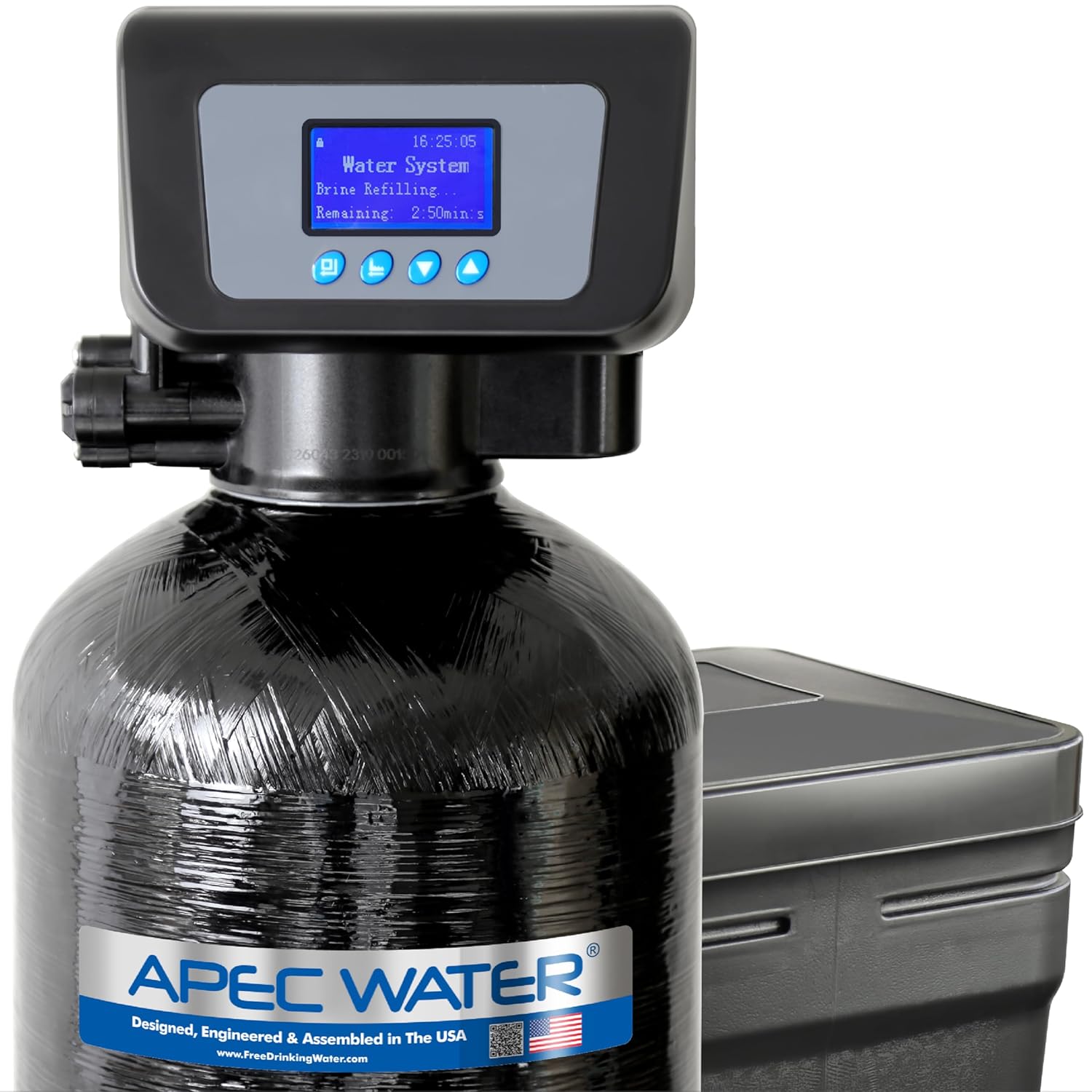 APEC SOFTENER-HE-30-FG Water Softener, Treats Whole House 1-3 bathrooms, 30K Grains, Luxurious Spa Quality Soft Water