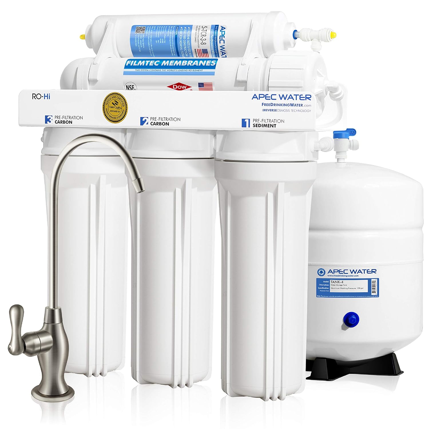 APEC Water RO-Hi Systems Ultimate Top Tier Supreme Certified High Output Fast Flow Ultra Safe Reverse Osmosis Drinking Water Filter System
