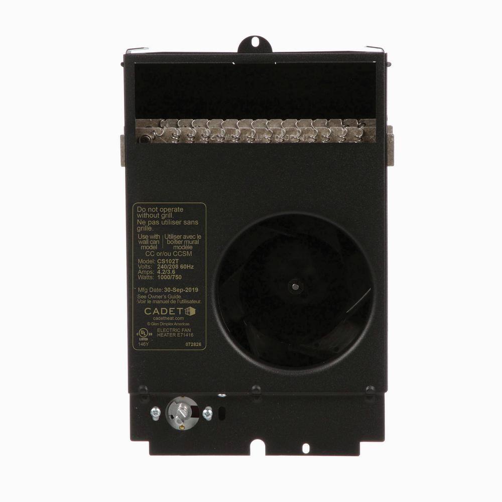 Cadet CS102T 240/208-volt 1,000/750-watt Com-Pak In-wall Fan-forced Replacement Electric Heater Assembly with Thermostat