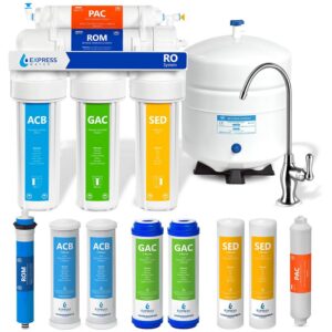 Express Water RO5DX Reverse Osmosis Filtration NSF Certified 5 Stage RO System with Faucet and Tank 50 GPD