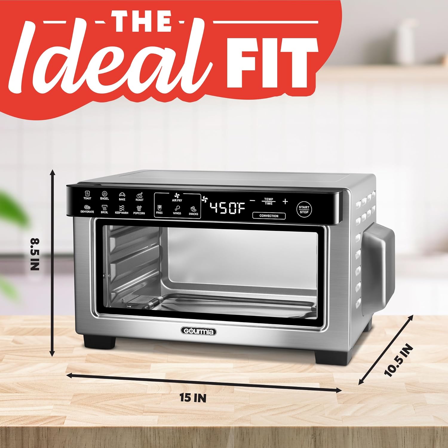 Gourmia GTF1188SSA Toaster Oven Digital Air Fryer – Convection Mode with 4 Slice Capacity, 3 Rack Positions, 12 Presets - Image 5