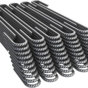 Vodaland Rebar Stakes J Hook Extra Heavy Duty 1/4 inch Coated Steel Ground Anchors with Chisel Point End (100)