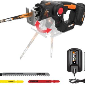 WORX WX550L Cordless Reciprocating Saw&Jigsaw, 20V ¾” 2-in-1 Saw, ¾” Stroke Length, 2-in-1 functions