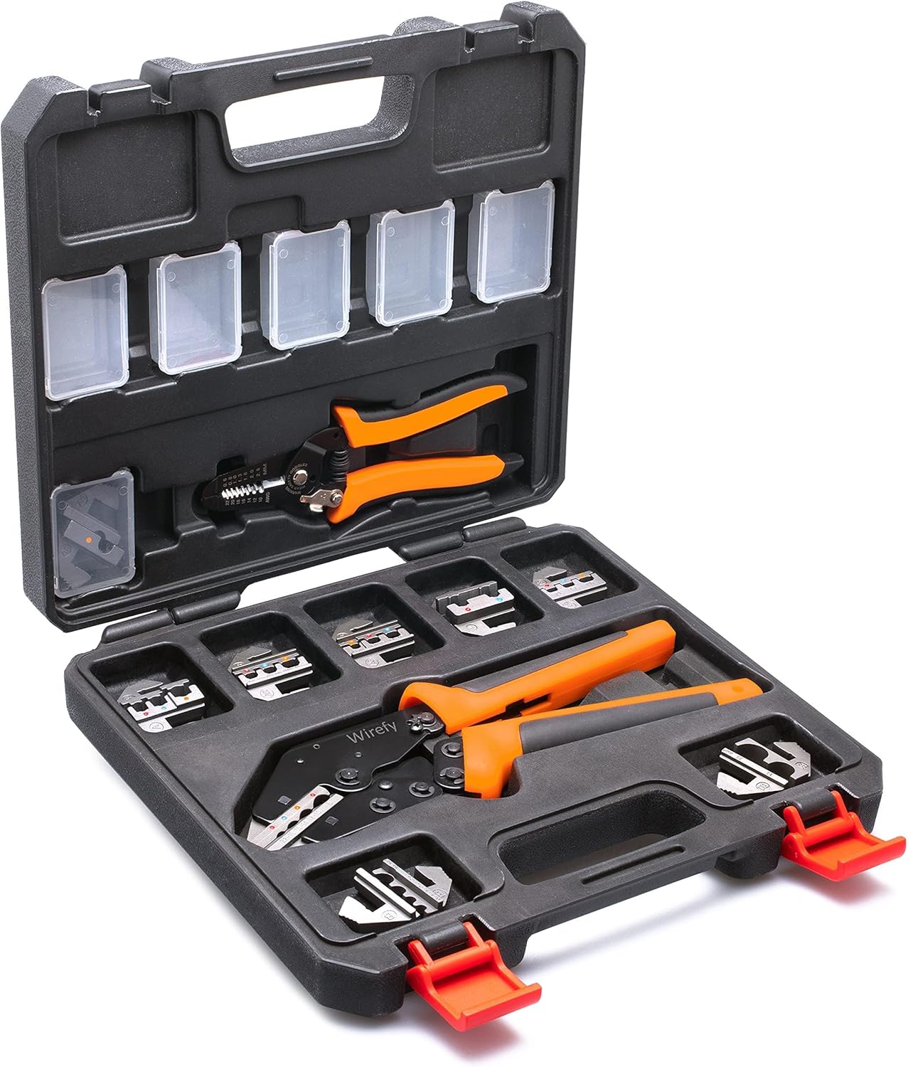 Wirefy Crimping Tool Set 11 PCS – High Leverage Wire Crimper 9″ – Heat Shrink, Nylon, Insulated Flag, Non-Insulated Connectors