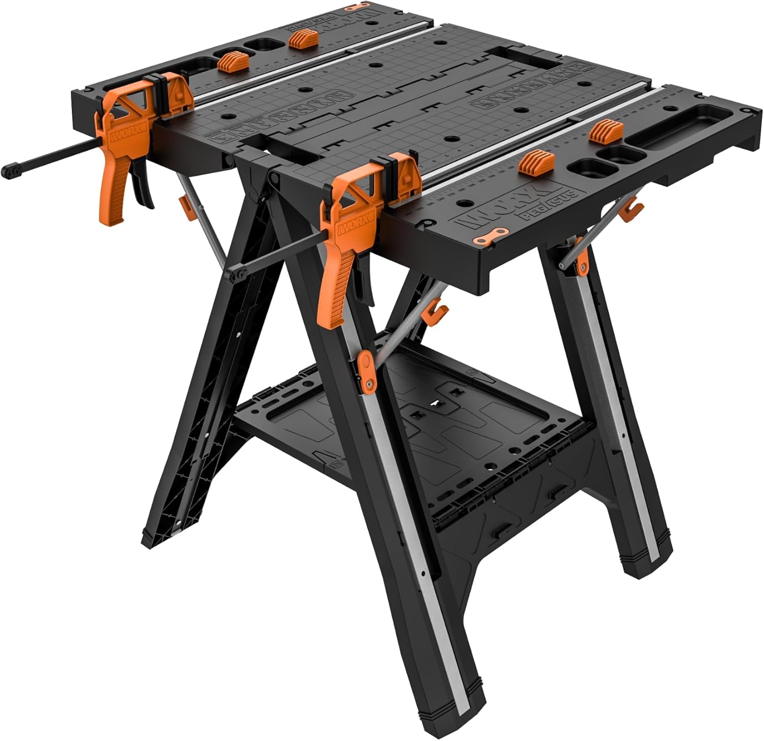Worx WX051 Pegasus 2-in-1 Folding Work Table & Sawhorse, Easy Setup Portable Workbench