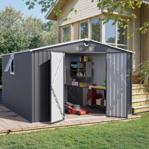 10 ft. W x 12 ft. D Metal Storage Tool Shed, Outdoor Shed with Switchable Window & Air Vents