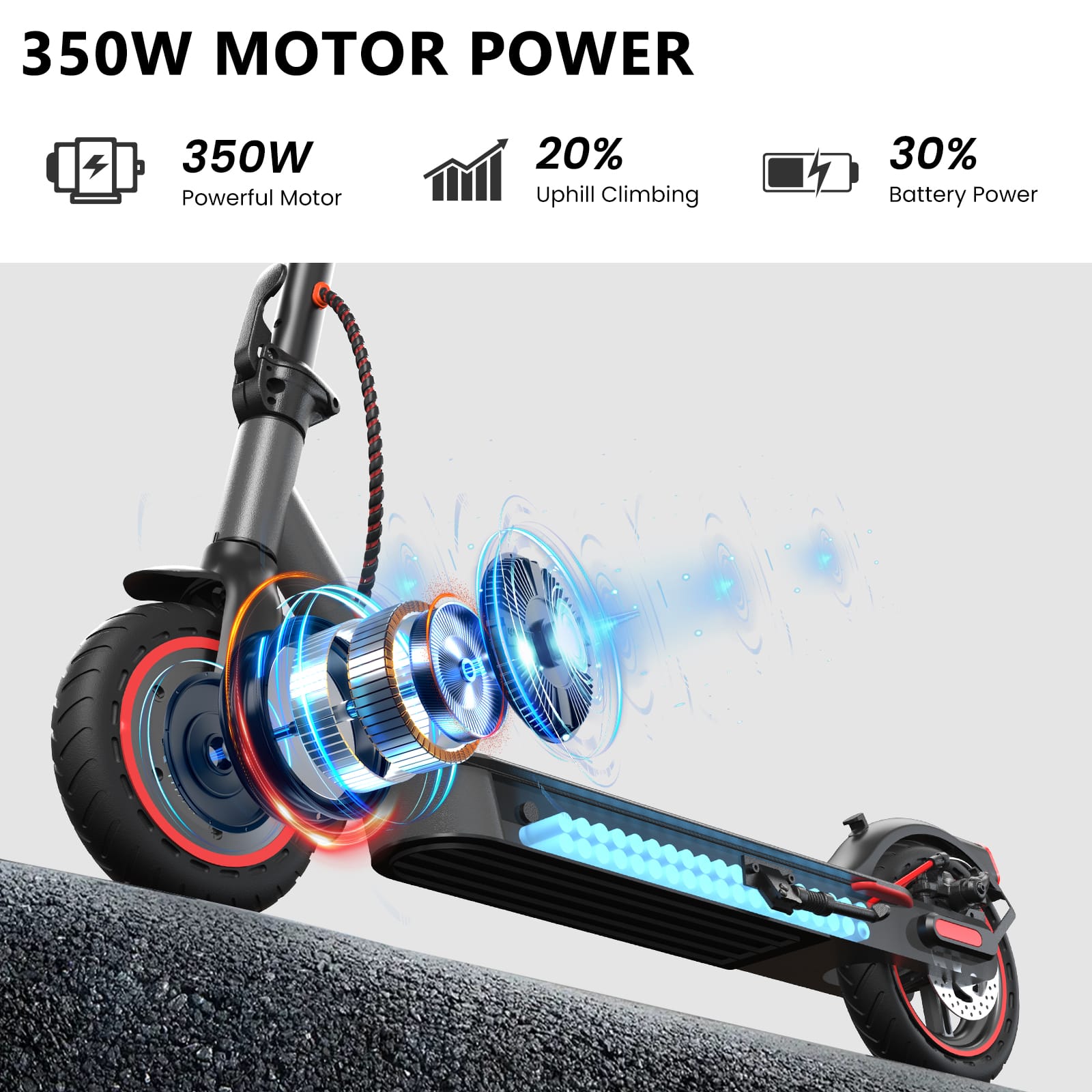 KERDOM - Aluminum Frame Foldable Electric Scooter 23 lbs for Teen Adult, 12 Miles Range Commute Scooter, Dual Braking LED Display - Black - Image 3