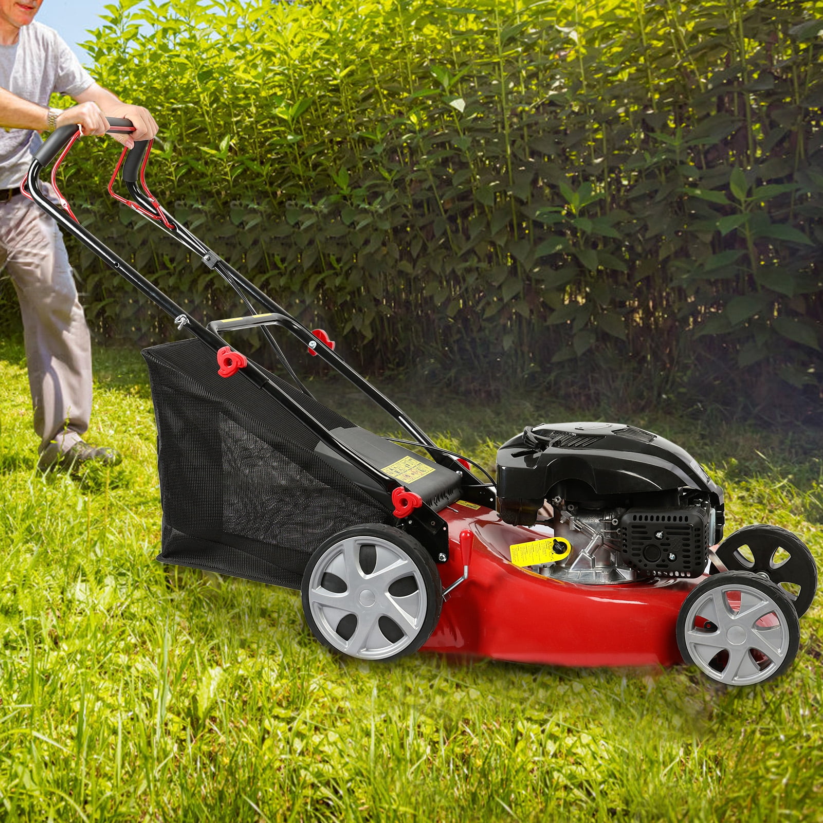 Wliqien Lawn Mower, Self Propelled Lawn Mower, 141cc Gas Engine Lawn Mower, Push Lawn Mower with 50L Grass Tank, Big Wheels - Image 6