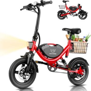 Windhorse - W3 Electric Bike Lightweight Powerful Commuter with 450W Motor 40-Mile Max Range 18 MPH - Red