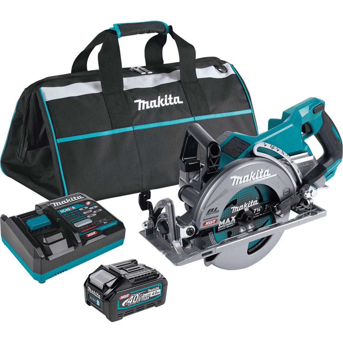 Makita 40V max XGT® Brushless Cordless Rear Handle 7-1/4” Circular Saw Kit, bag, with one battery (4.0 Ah)
