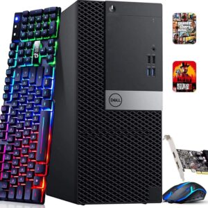 Dell - Refurbished Excellent - OPTIPLEX 3050 MTW Gaming Tower Desktop PC, Intel Core i5-7500, 16GB DDR4, 256GB SSD, GeForce GT 1030, WiFi, Win11P - Black