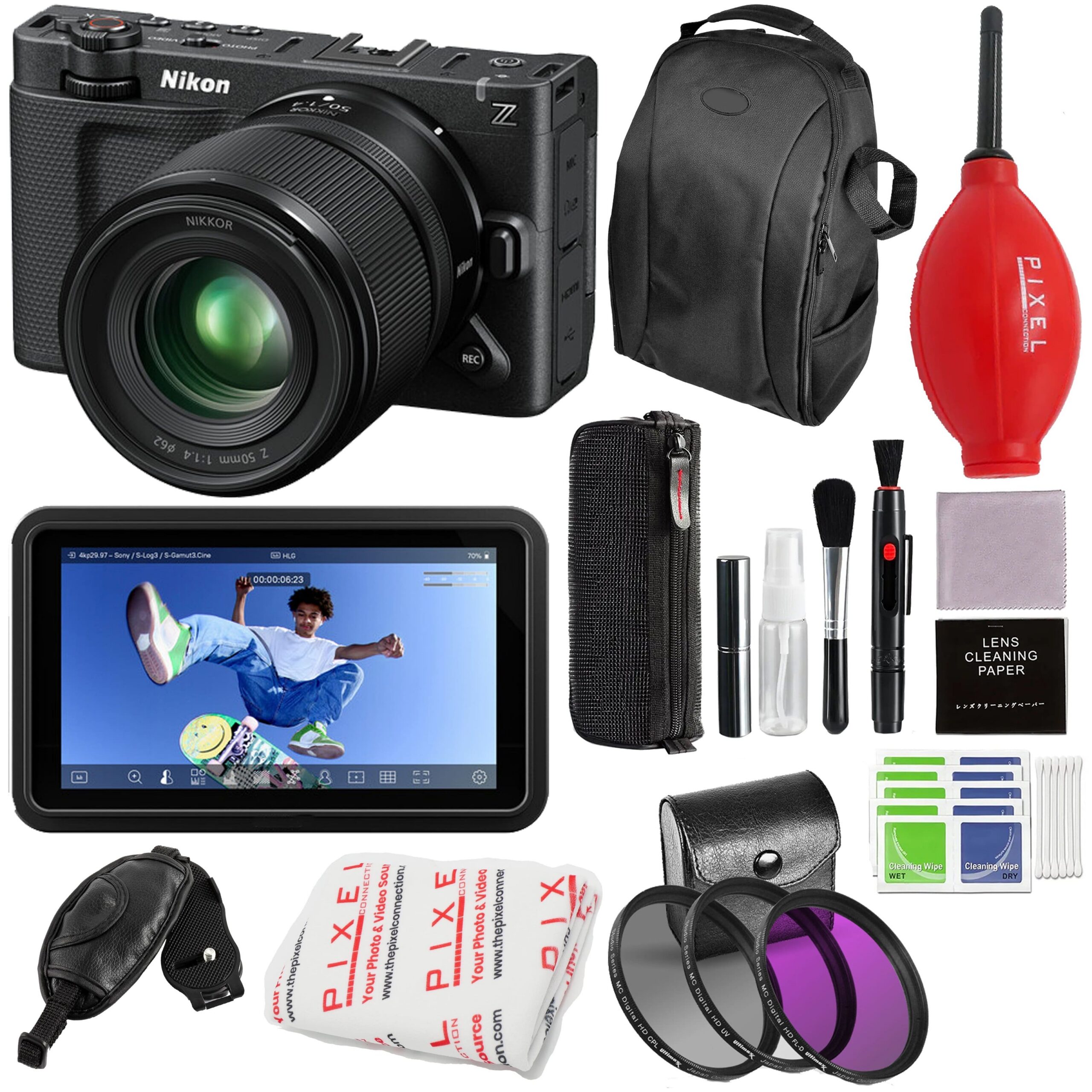ZR Cinema Camera with 50mm f/1.4 Lens Kit and Advanced Accessories and Travel Bundle | 2041 | Nikon RED Z 6k Camera - Black