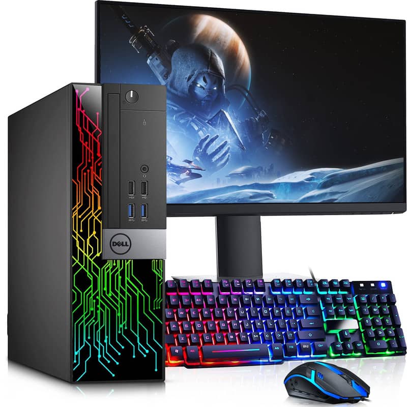 Dell - Refurbished Excellent - RGB SFF Gaming Desktop PC | Intel i5-6th 3.2GHz | 16GB DDR4 RAM | 256GB SSD | NVIDIA GTX 1050Ti | 22"LED | Wi-Fi | Win11 - Black