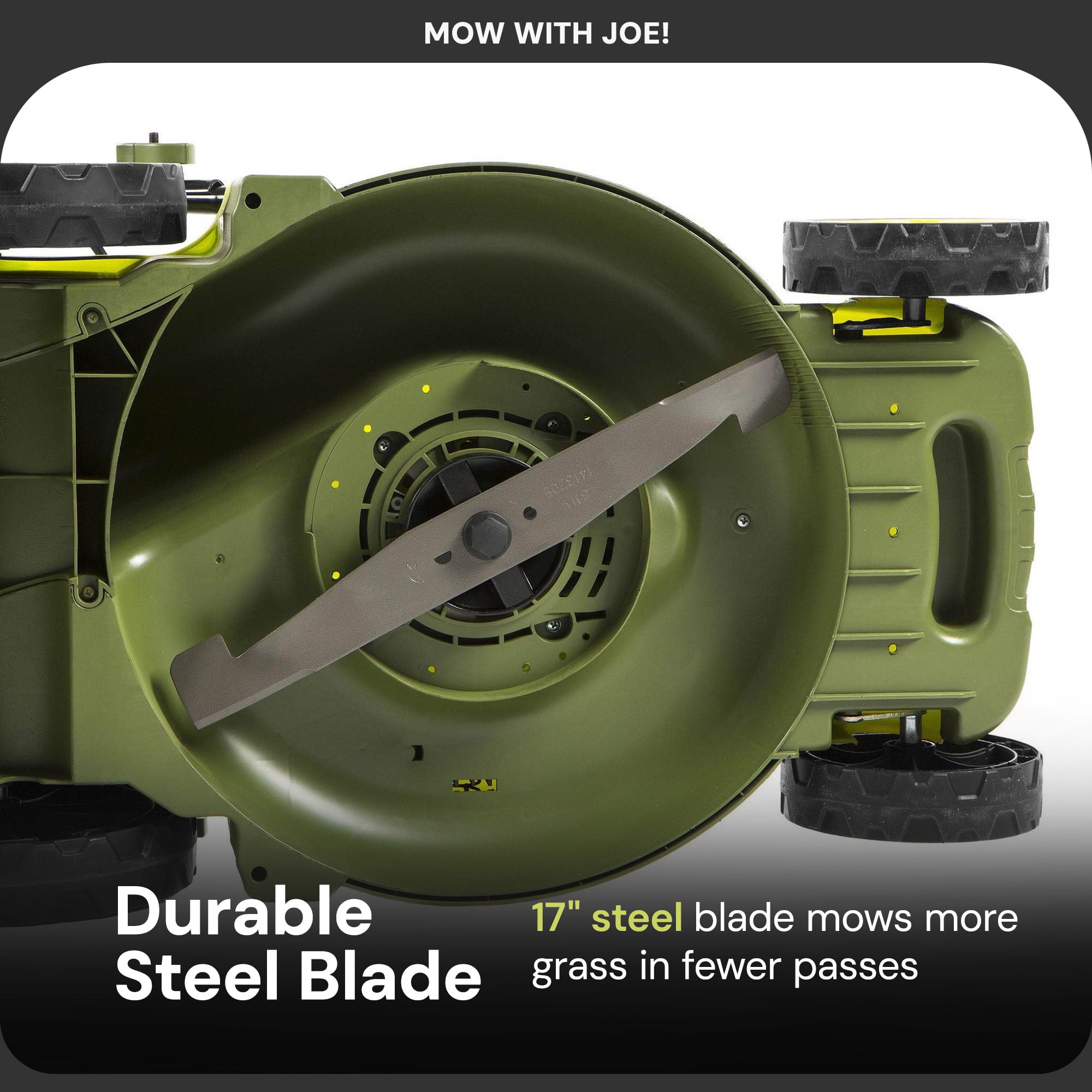 Sun Joe Push Lawn Mower and Mulcher, 17" Electric Walk Behind Grass Cutter, SUJ-MJ403E - Image 6