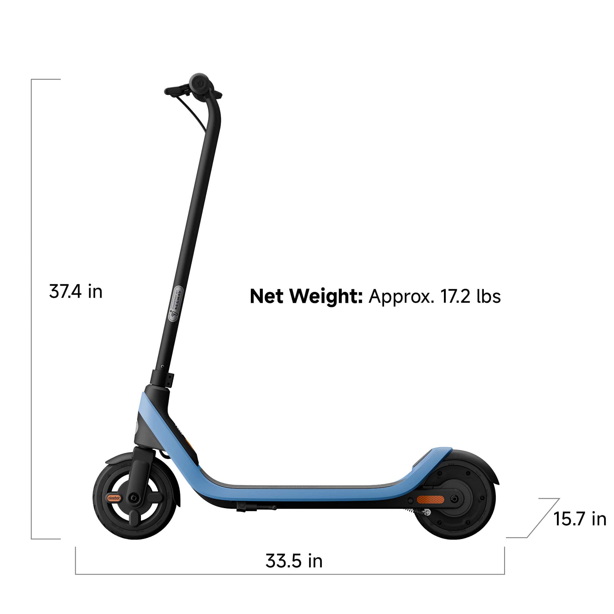 Segway - C2 Lite Kids Electric Kick Scooter w/8.7 mi Max Operating Range & 9.9 mph Max Speed - Blue - Image 2