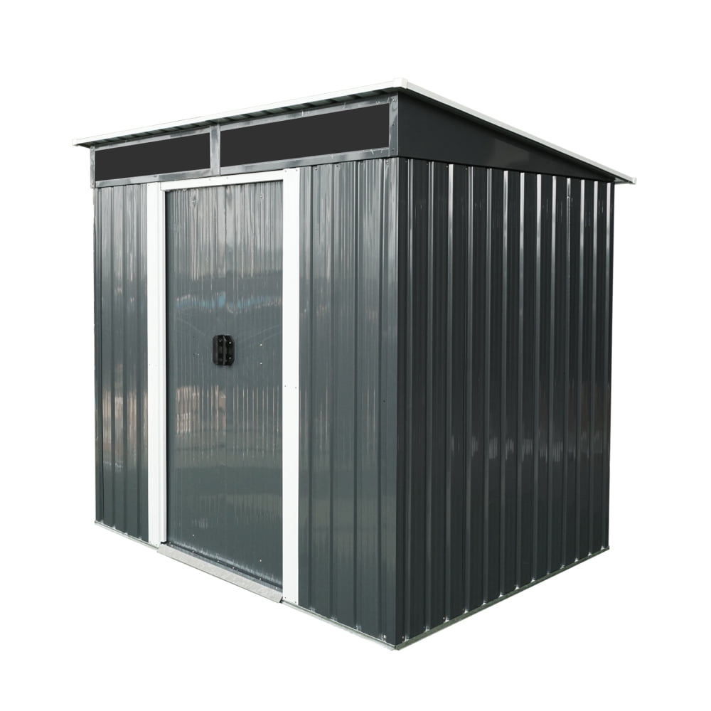 All-Weather 6x5FT Storage Shed - Steel Construction with Locking Doors & Clear Polycarbonate Windows