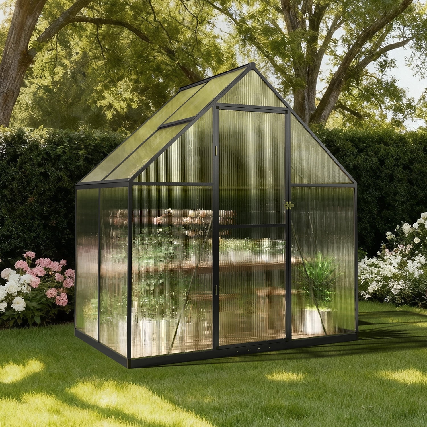 Clouddwell 4x6 FT Outdoor Greenhouse Sheds - Polycarbonate Panels & Sturdy Aluminum Frame