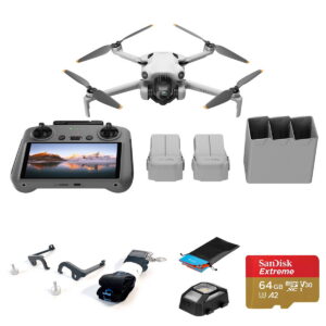 DJI Mini 4 Pro Drone Fly More Combo, Bundle with Claw Lanyard Mounting System, Landing Pad, Strobe Light and 64GB Memory Card