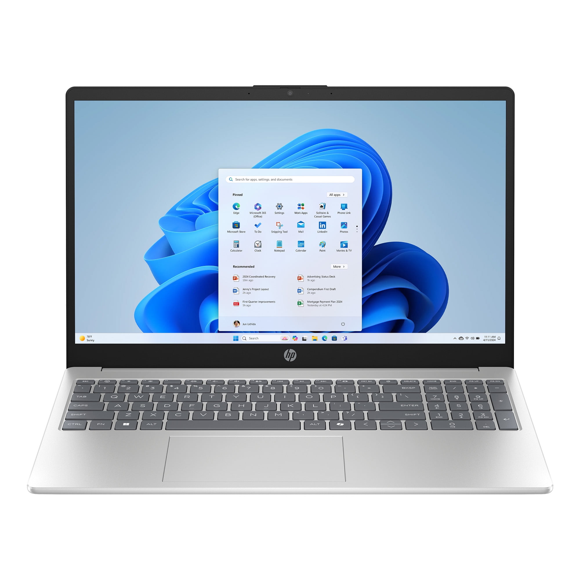 HP 15.6 inch FHD IPS Touch Windows 11 Laptop AMD Ryzen 7 7730U 16GB 512GB SSD Natural Silver