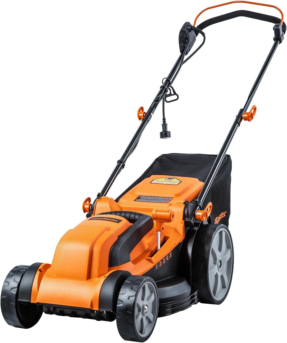 LawnMaster MEB1216K 16-Inch Corded Electric Lawn Mower, 12AMP, Folded, 5 Heights, 8-Gallon Bag, Lightweight for Small & Medium Lawns