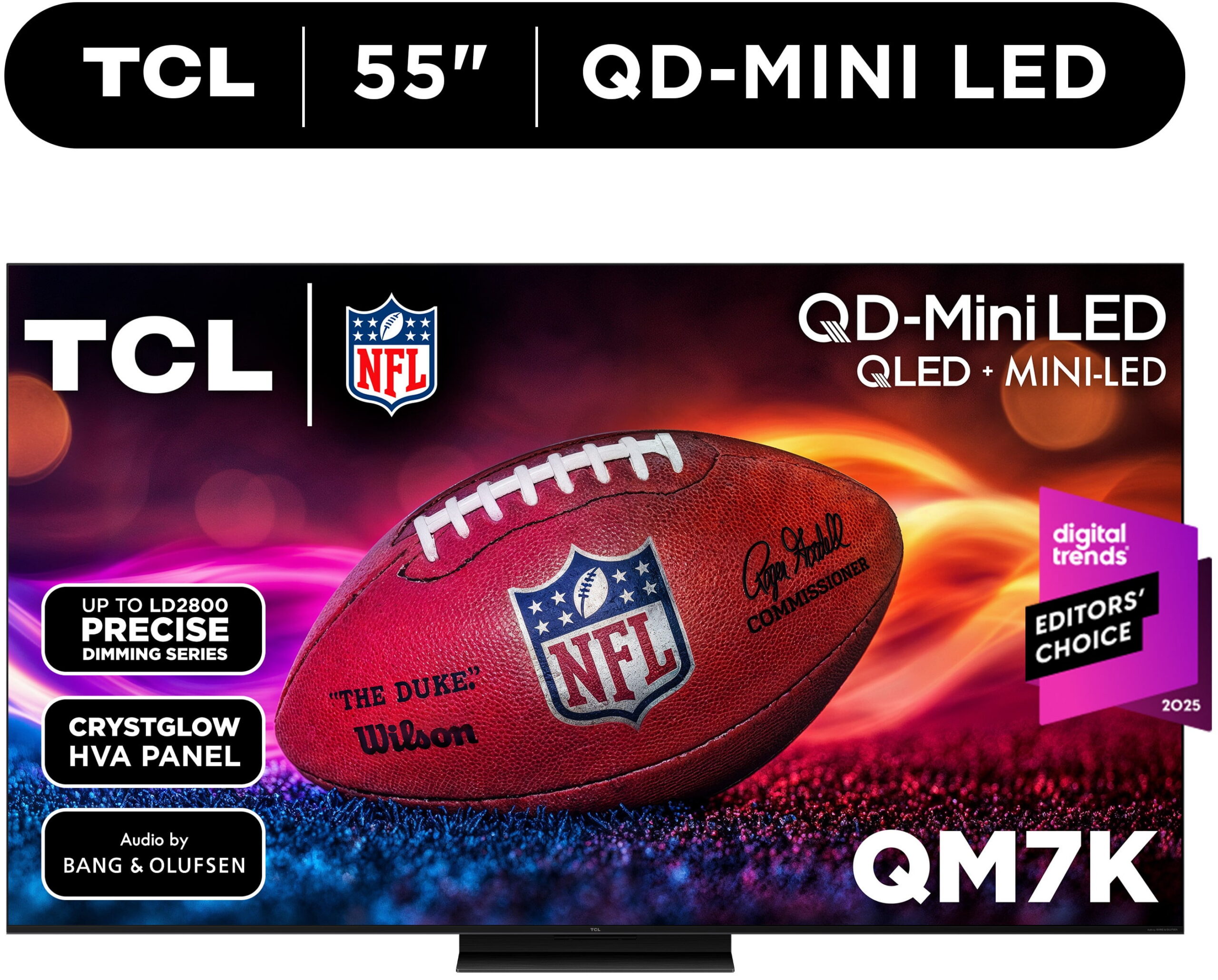 TCL 55" Class QM7K Series QD-Mini LED QLED 4K UHD Smart Google TV (NEW, 2025) - 144Hz, Local Dimming, Audio by Bang & Olufsen - 55QM7K