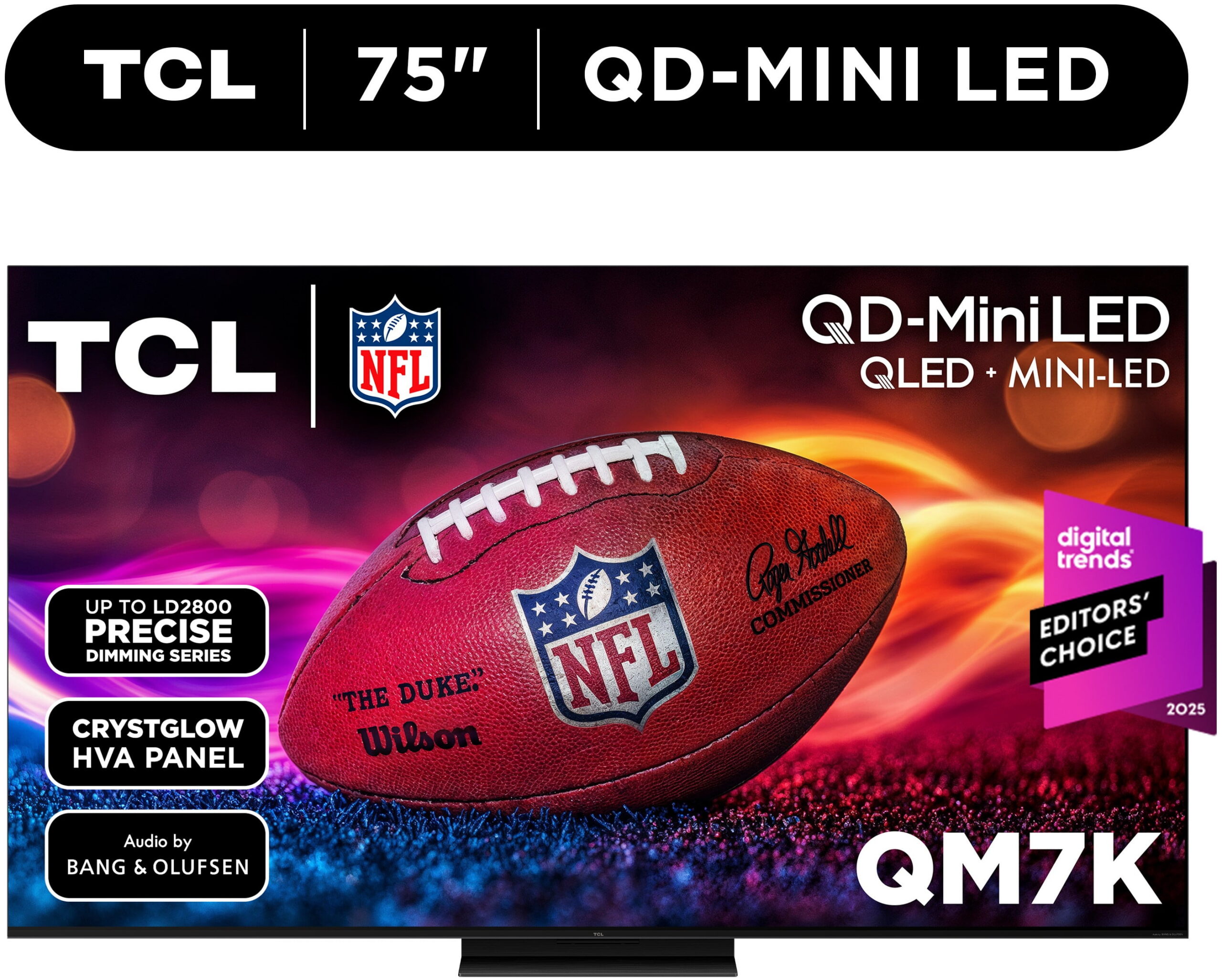 TCL 75" Class QM7K Series QD-Mini LED QLED 4K UHD Smart Google TV (NEW, 2025) - 144Hz, Local Dimming, Audio by Bang & Olufsen - 75QM7K