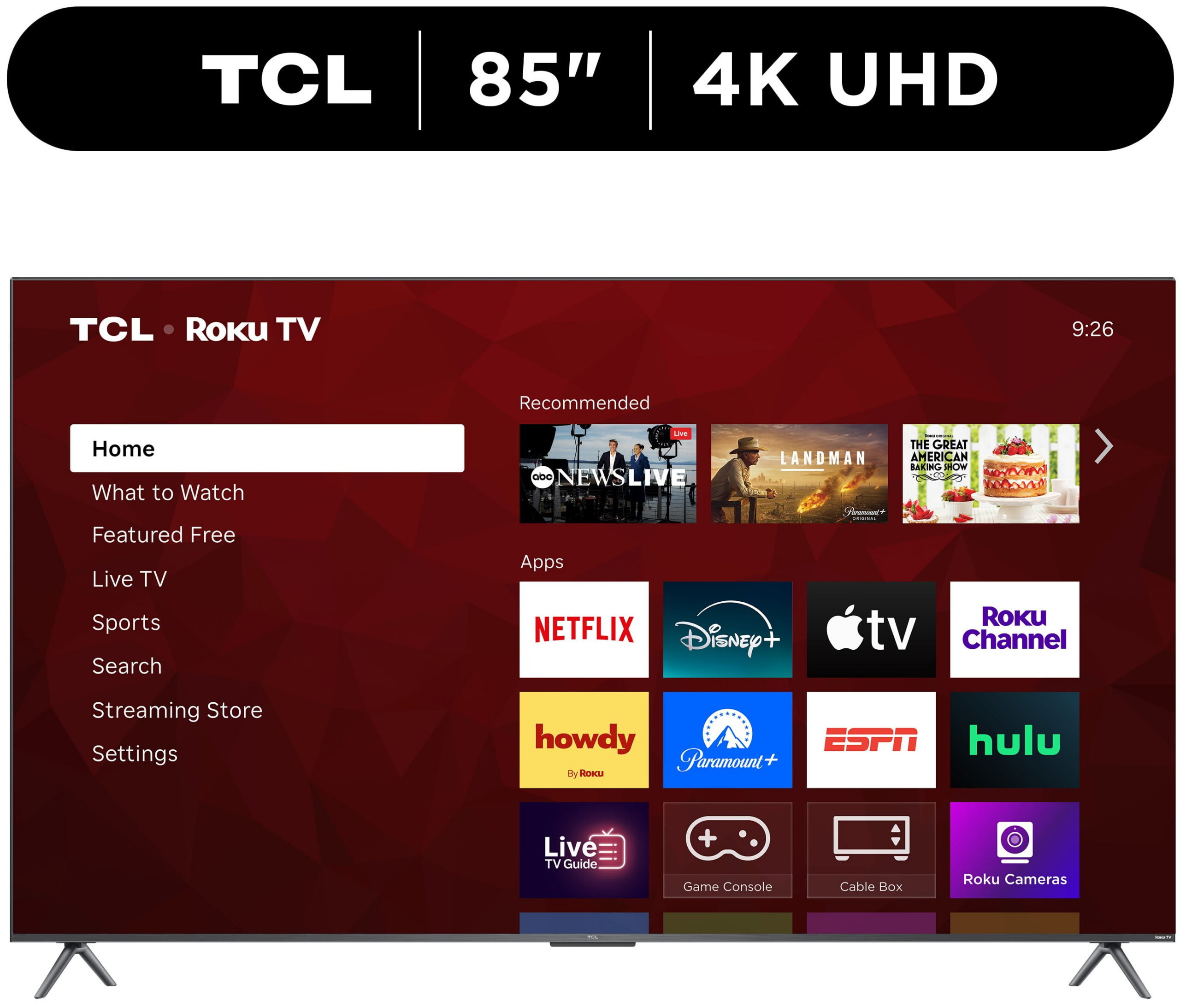 (Open Box) TCL 85" Class S4 4K UHD HDR Smart TV with Roku TV (NEW 2025) - 85S41CR