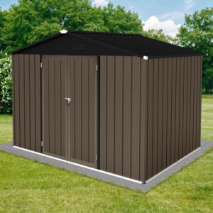 Zateety Metal garden sheds 6ft×8ft outdoor storage sheds Brown + Black