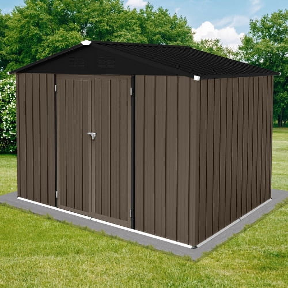 Zateety Metal garden sheds 6ft×8ft outdoor storage sheds Brown + Black