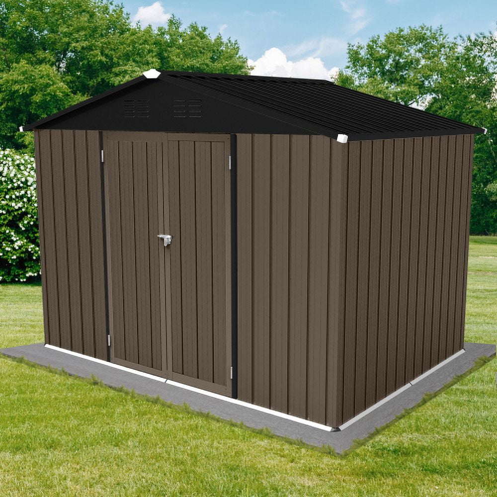 Zateety Metal garden sheds 6ft×8ft outdoor storage sheds Brown + Black - Image 4