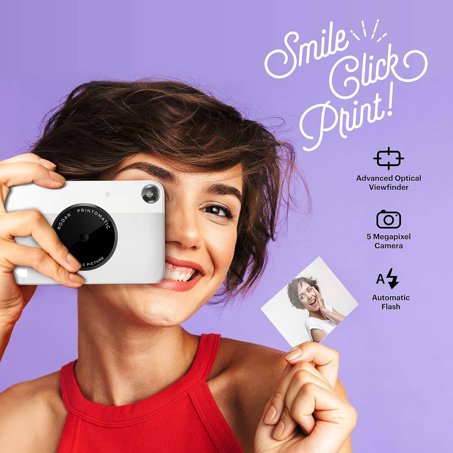 Kodak - Printomatic Full-Color Instant Print Camera Starter Bundle + Zink 20 Pack Photo Paper - Gray - Image 5