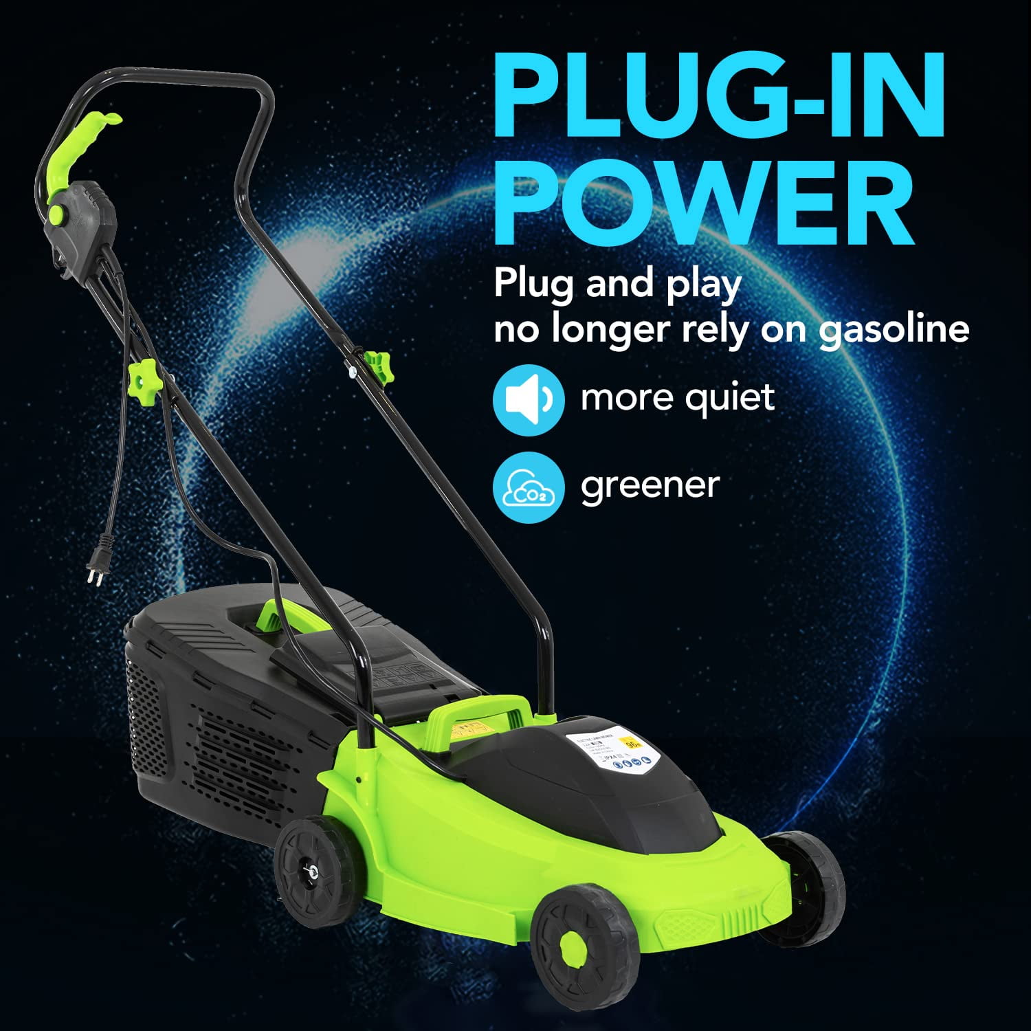 Dkeli 13 Electric Lawn Mower 12 Amp Adjustable Cutting Height Corded Push Grass Cutter - Image 5