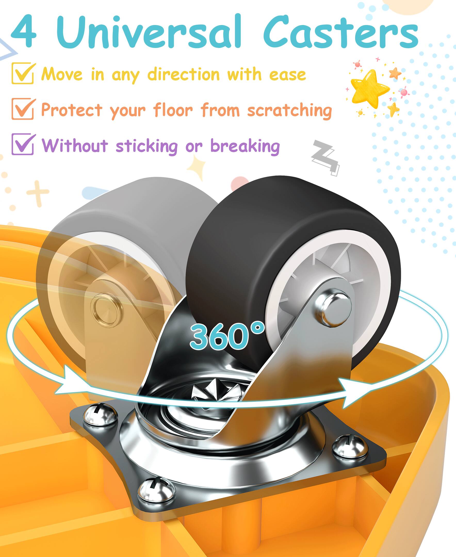Sugift - 4-Pack Kids Sitting Scooter Set with Handles and Non-marring Universal Casters - Multicolor - Image 4