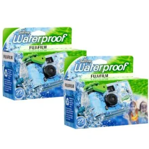 2x Fujifilm QuickSnap 800 Waterproof One-Time Use Disposable 35mm Camera -27 Exp - Blue